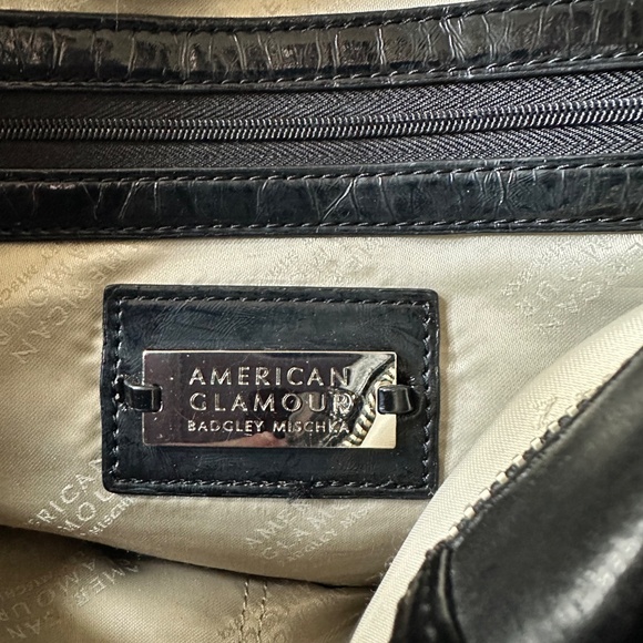 Badgley Mischka | American Glamour | Black Leather + Metal Shoulder Bag - Picture 6 of 8